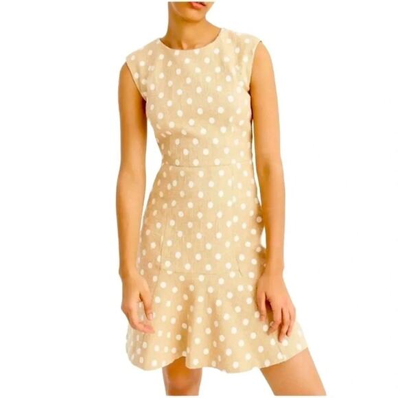 J. Crew Dresses & Skirts - J.CREW MARCY POLKA-DOT EMBROIDERED TWEED MINI DRESS IN CAMEL Size 8 NWOT